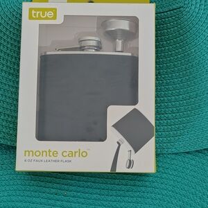 True Black Faux Leather Flask Set